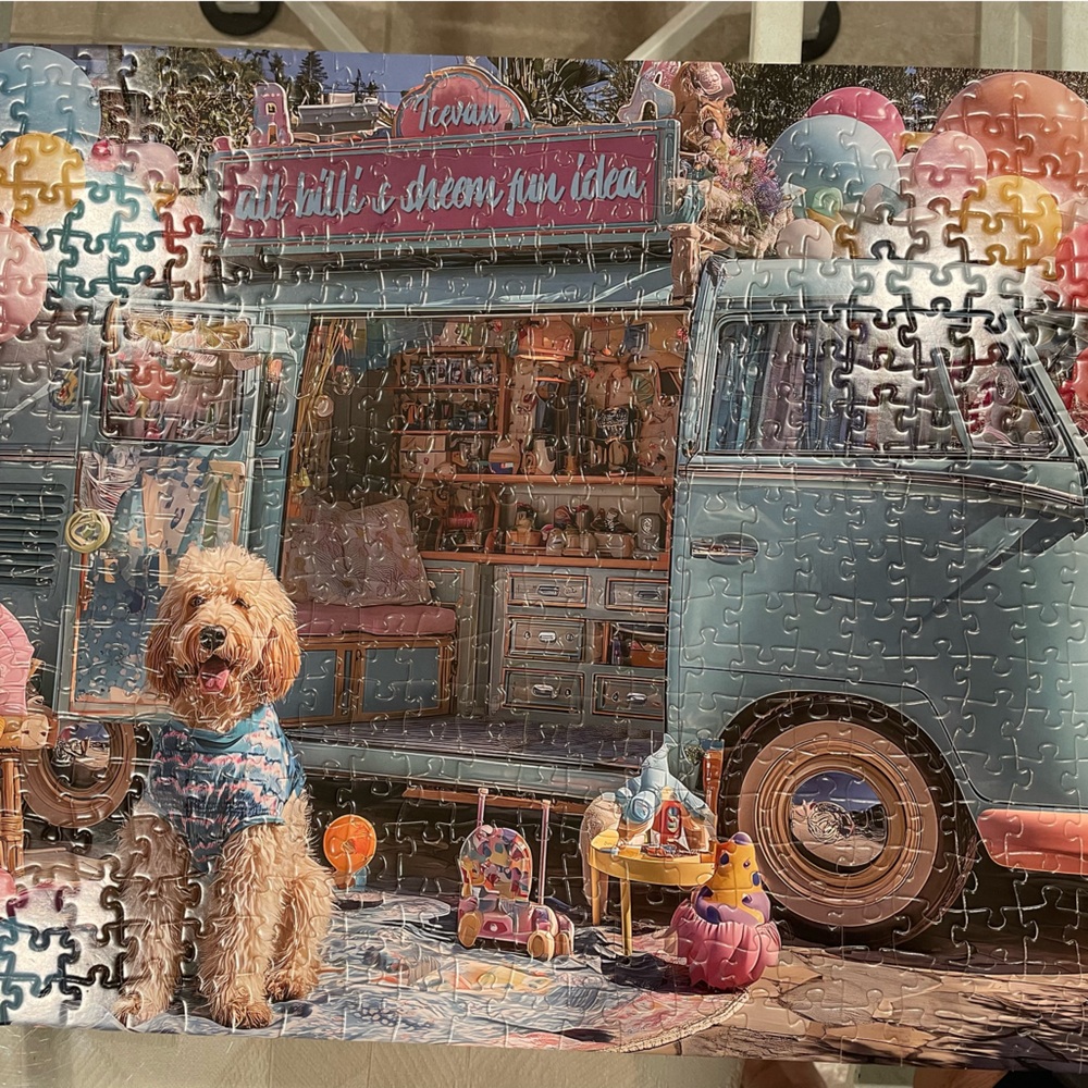 Colorful Ice Cream Truck Puzzle with letters on back